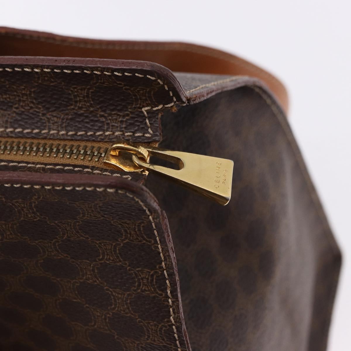 CELINE Macadam Canvas Shoulder Bag PVC Leather Brown Gold Auth ka5258