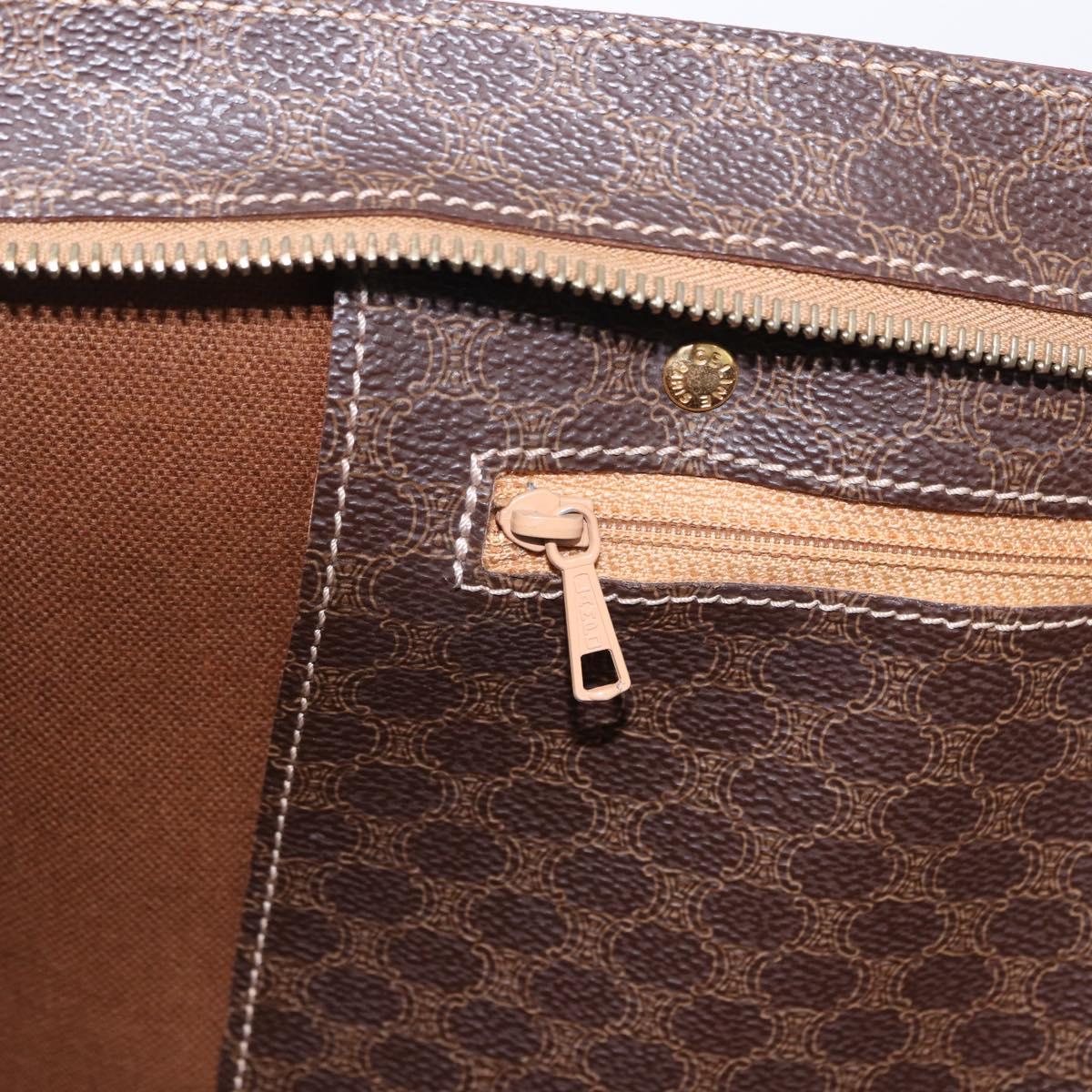 CELINE Macadam Canvas Shoulder Bag PVC Leather Brown Gold Auth ka5258