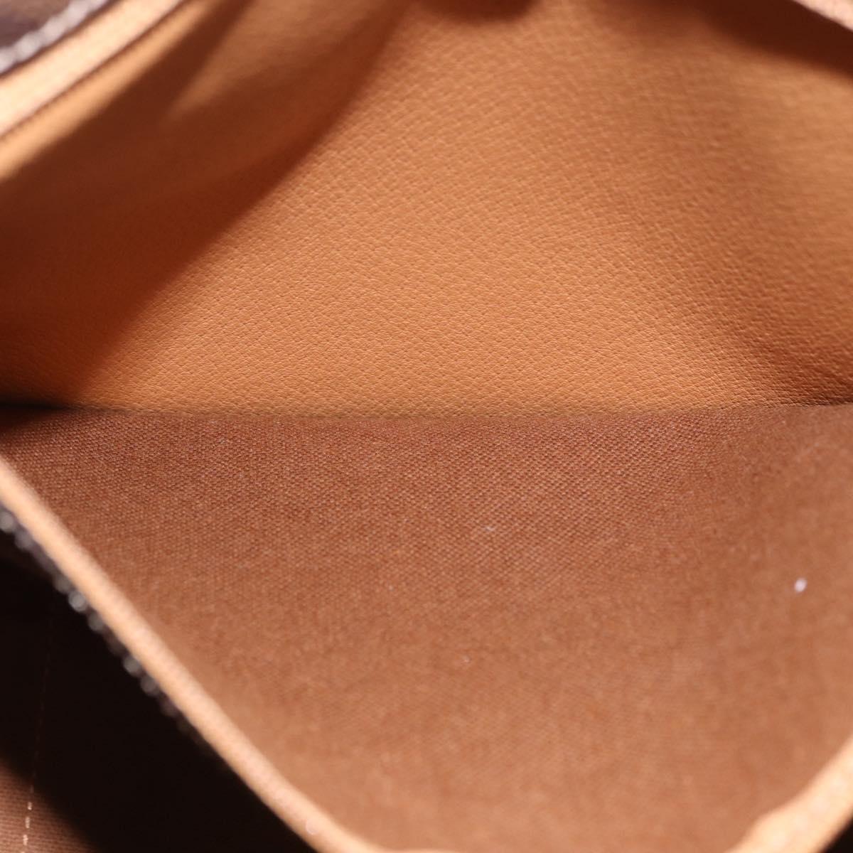 CELINE Macadam Canvas Shoulder Bag PVC Leather Brown Gold Auth ka5258