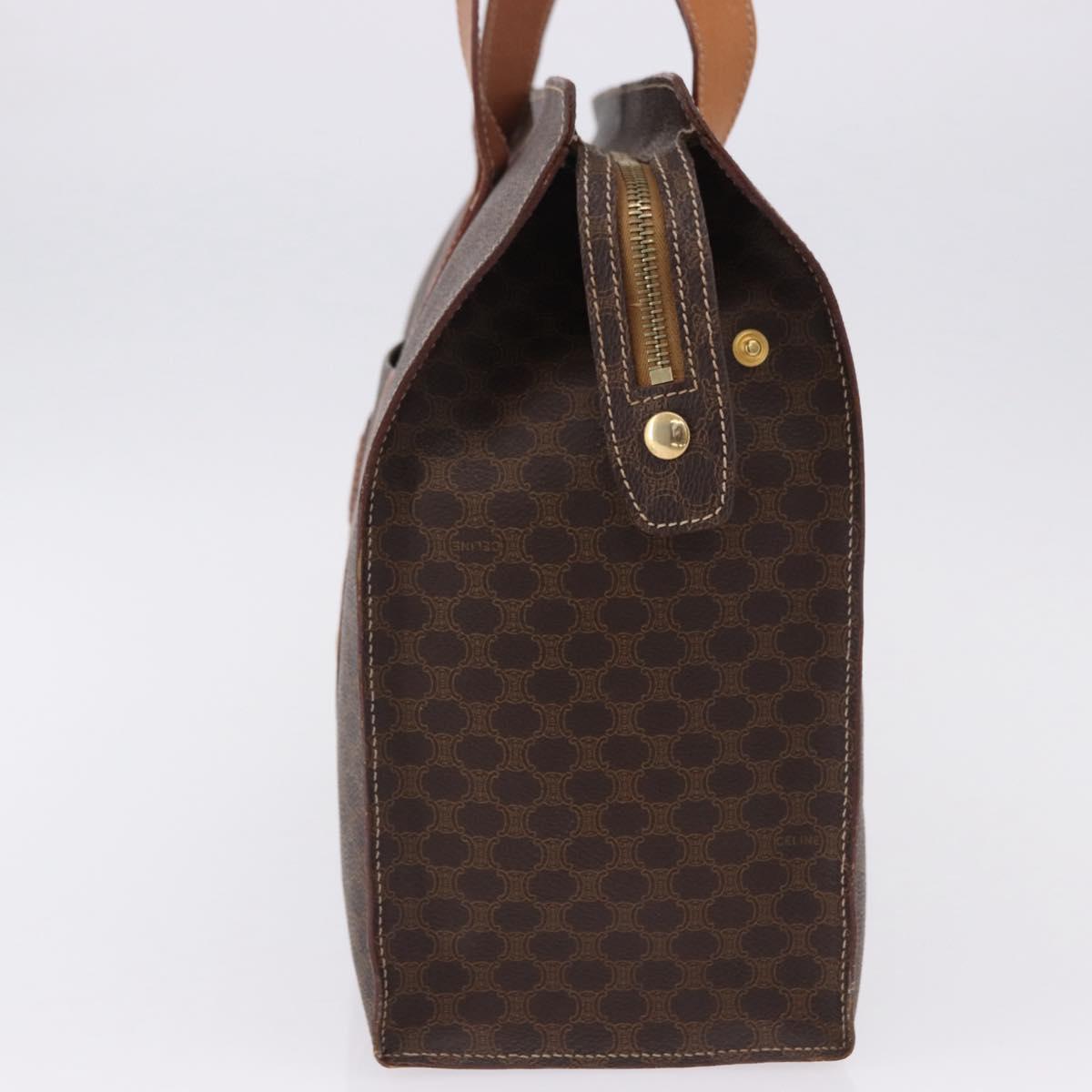 CELINE Macadam Canvas Shoulder Bag PVC Leather Brown Gold Auth ka5258