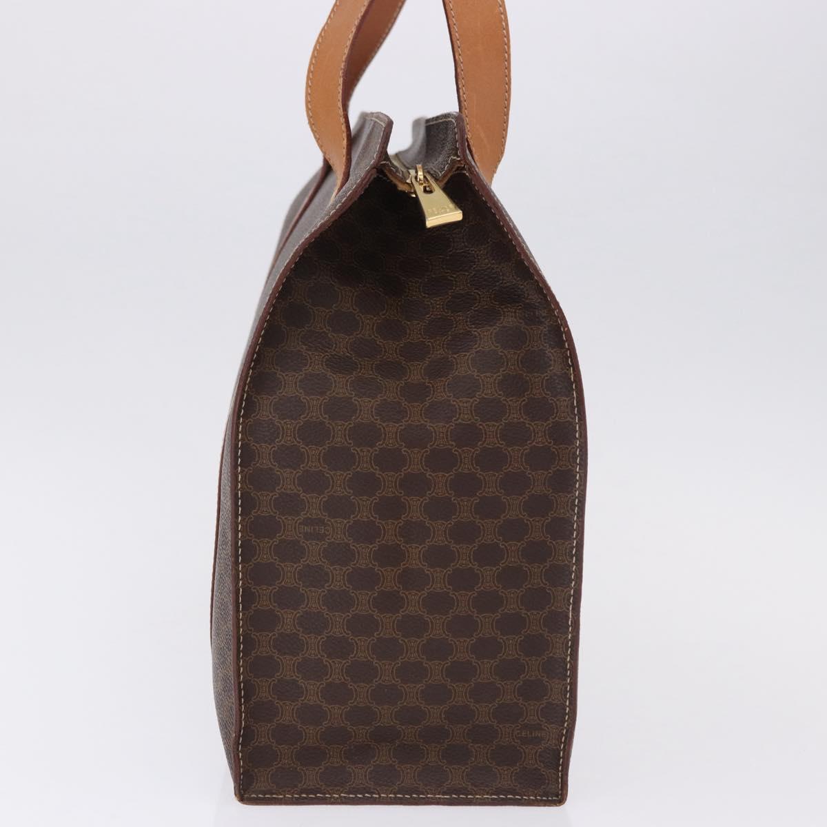 CELINE Macadam Canvas Shoulder Bag PVC Leather Brown Gold Auth ka5258