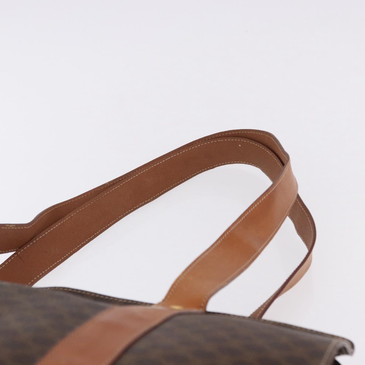 CELINE Macadam Canvas Shoulder Bag PVC Leather Brown Gold Auth ka5258