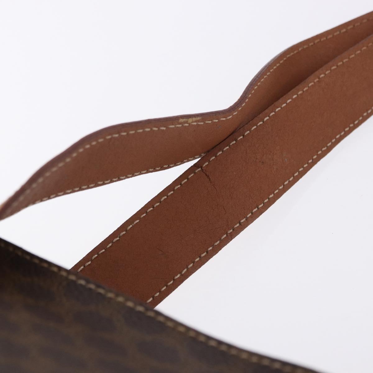 CELINE Macadam Canvas Shoulder Bag PVC Leather Brown Gold Auth ka5258
