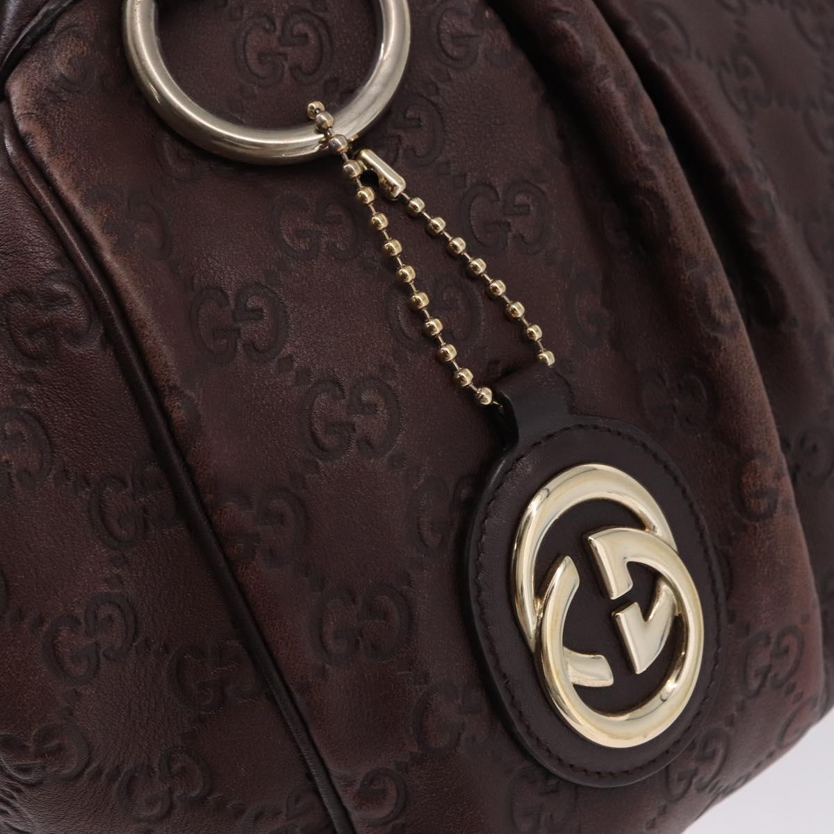 GUCCI GG Canvas Guccissima Tote Bag Leather Brown Gold 211944 Auth ka5259