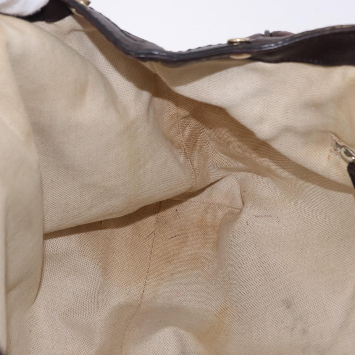 GUCCI GG Canvas Guccissima Tote Bag Leather Brown Gold 211944 Auth ka5259