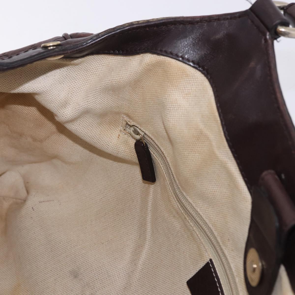 GUCCI GG Canvas Guccissima Tote Bag Leather Brown Gold 211944 Auth ka5259
