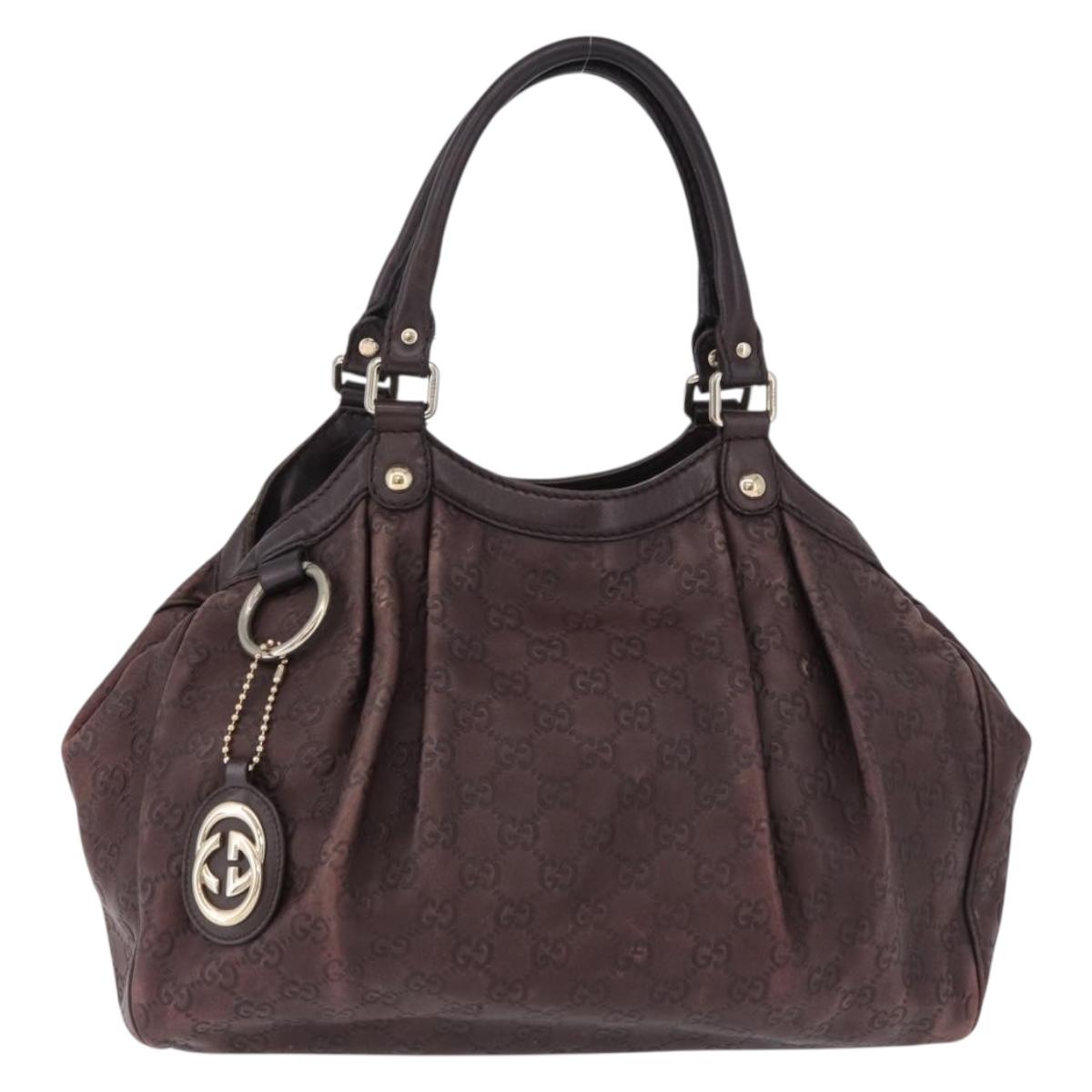 GUCCI GG Canvas Guccissima Tote Bag Leather Brown Gold 211944 Auth ka5259