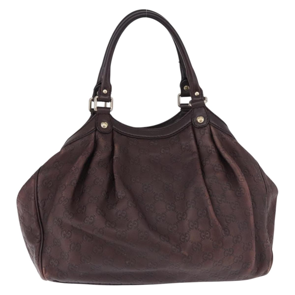 GUCCI GG Canvas Guccissima Tote Bag Leather Brown Gold 211944 Auth ka5259