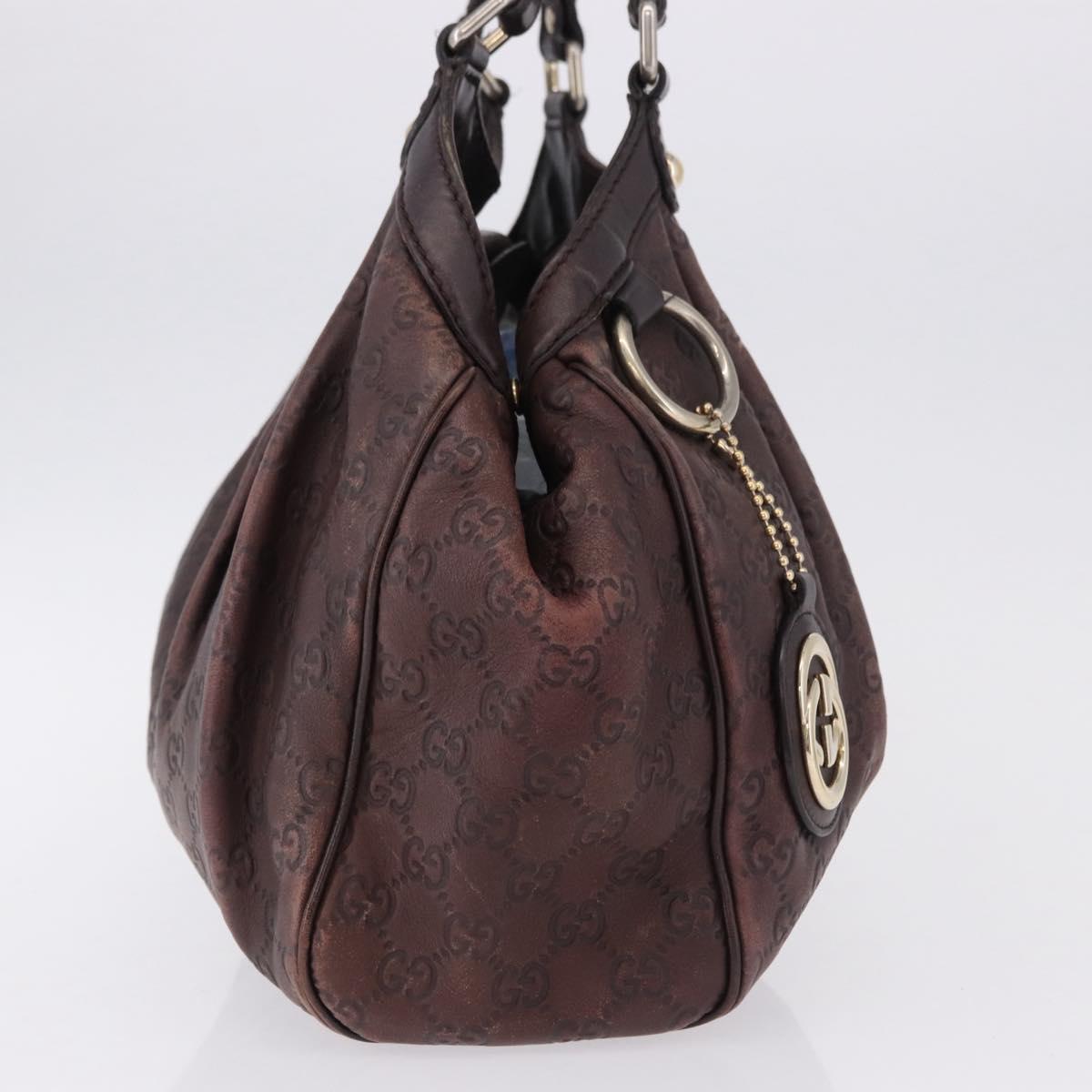 GUCCI GG Canvas Guccissima Tote Bag Leather Brown Gold 211944 Auth ka5259