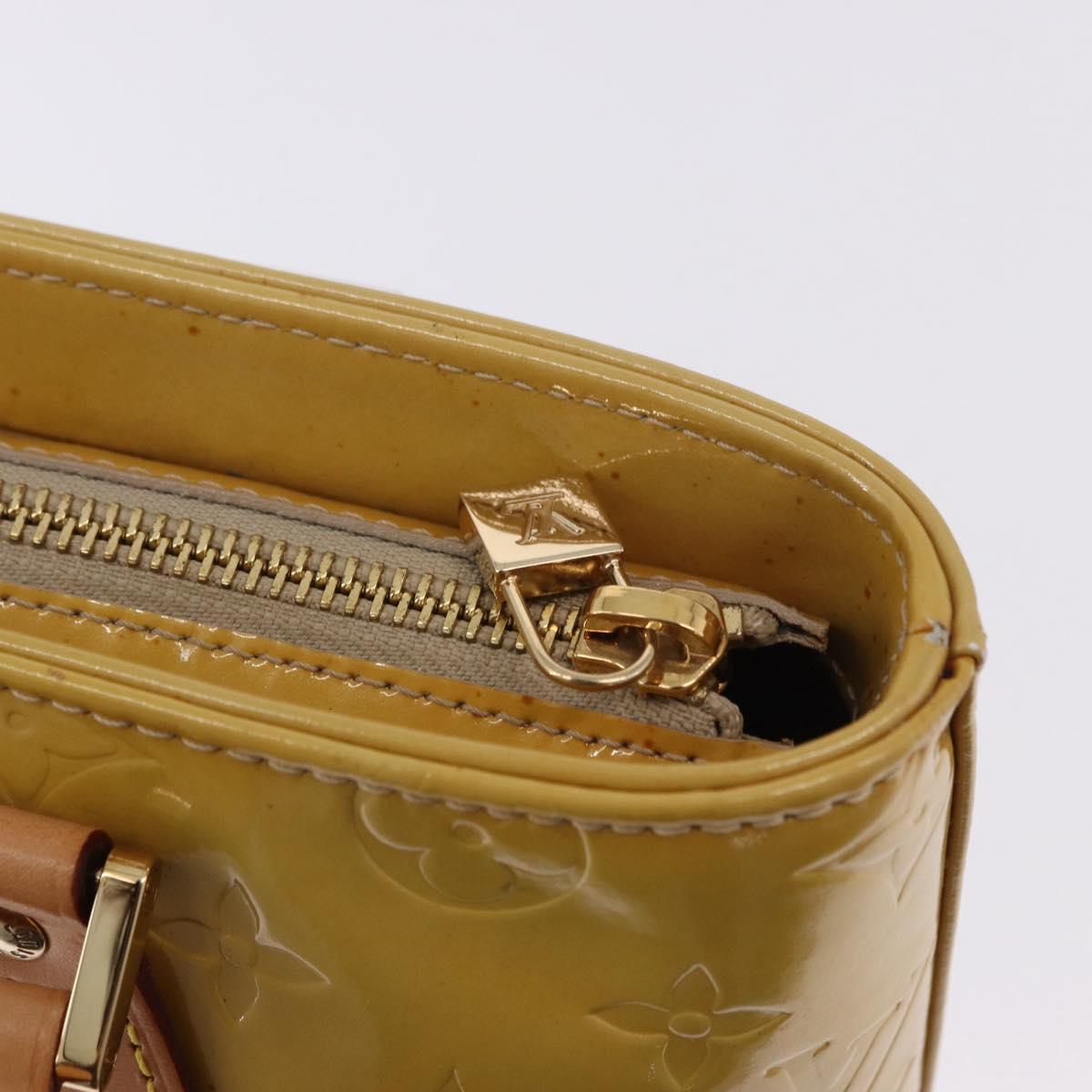 LOUIS VUITTON Monogram Vernis Houston Hand Bag Beige M91004 LV Auth ka5262