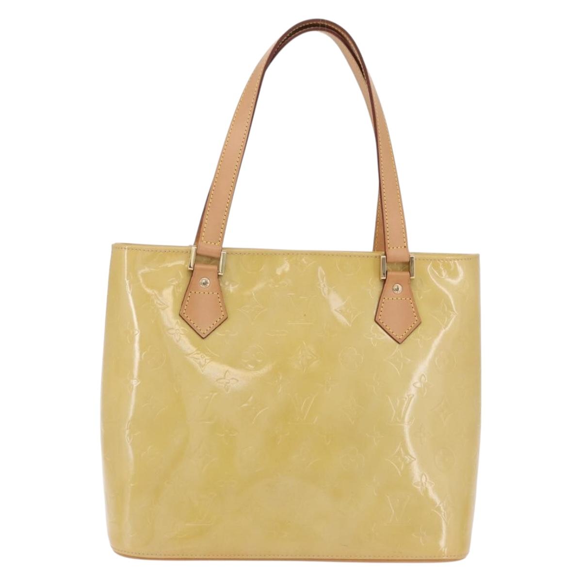 LOUIS VUITTON Monogram Vernis Houston Hand Bag Beige M91004 LV Auth ka5262