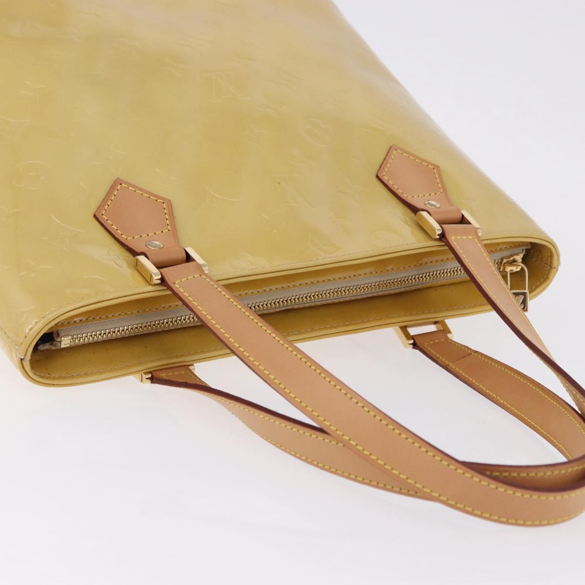 LOUIS VUITTON Monogram Vernis Houston Hand Bag Beige M91004 LV Auth ka5262
