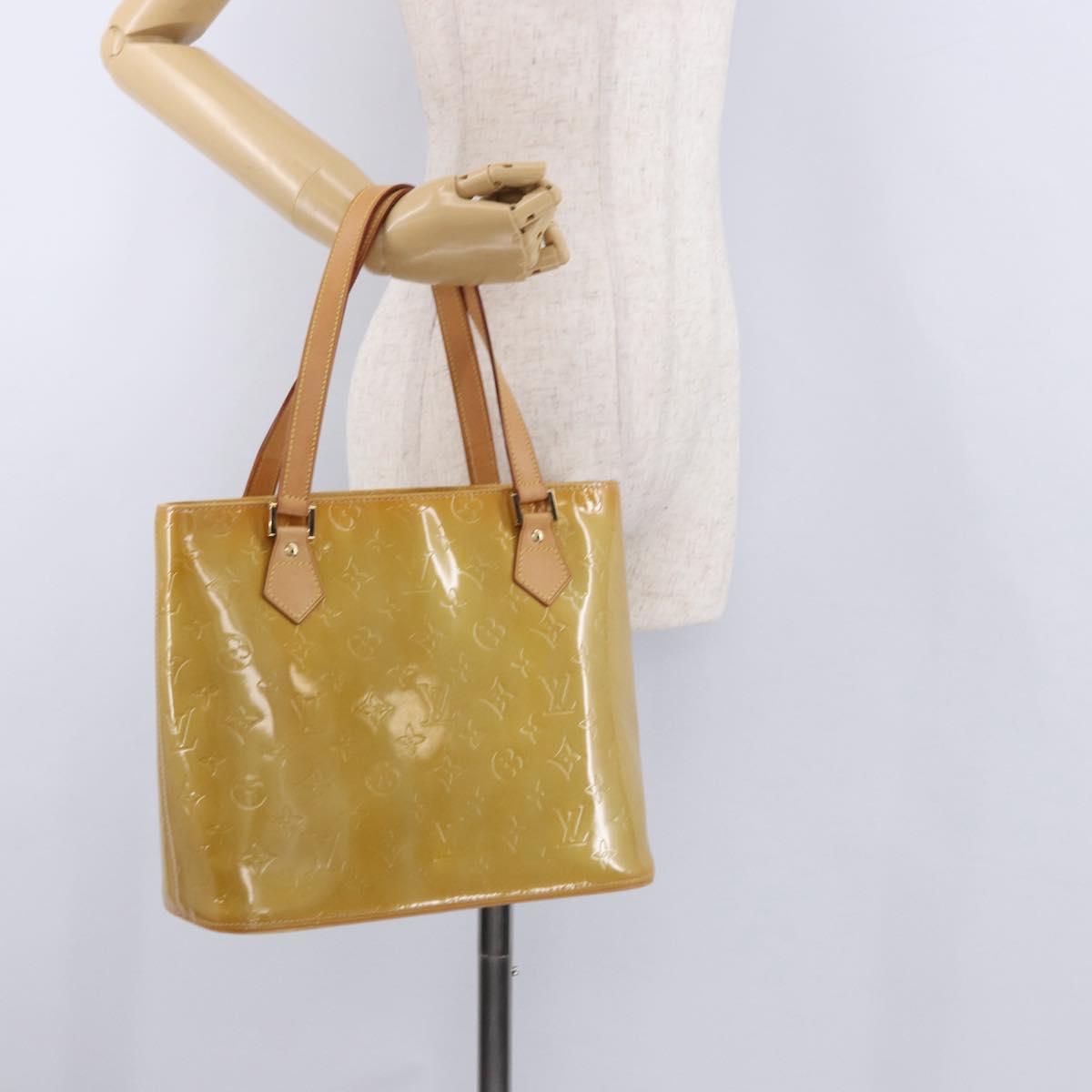 LOUIS VUITTON Monogram Vernis Houston Hand Bag Beige M91004 LV Auth ka5263