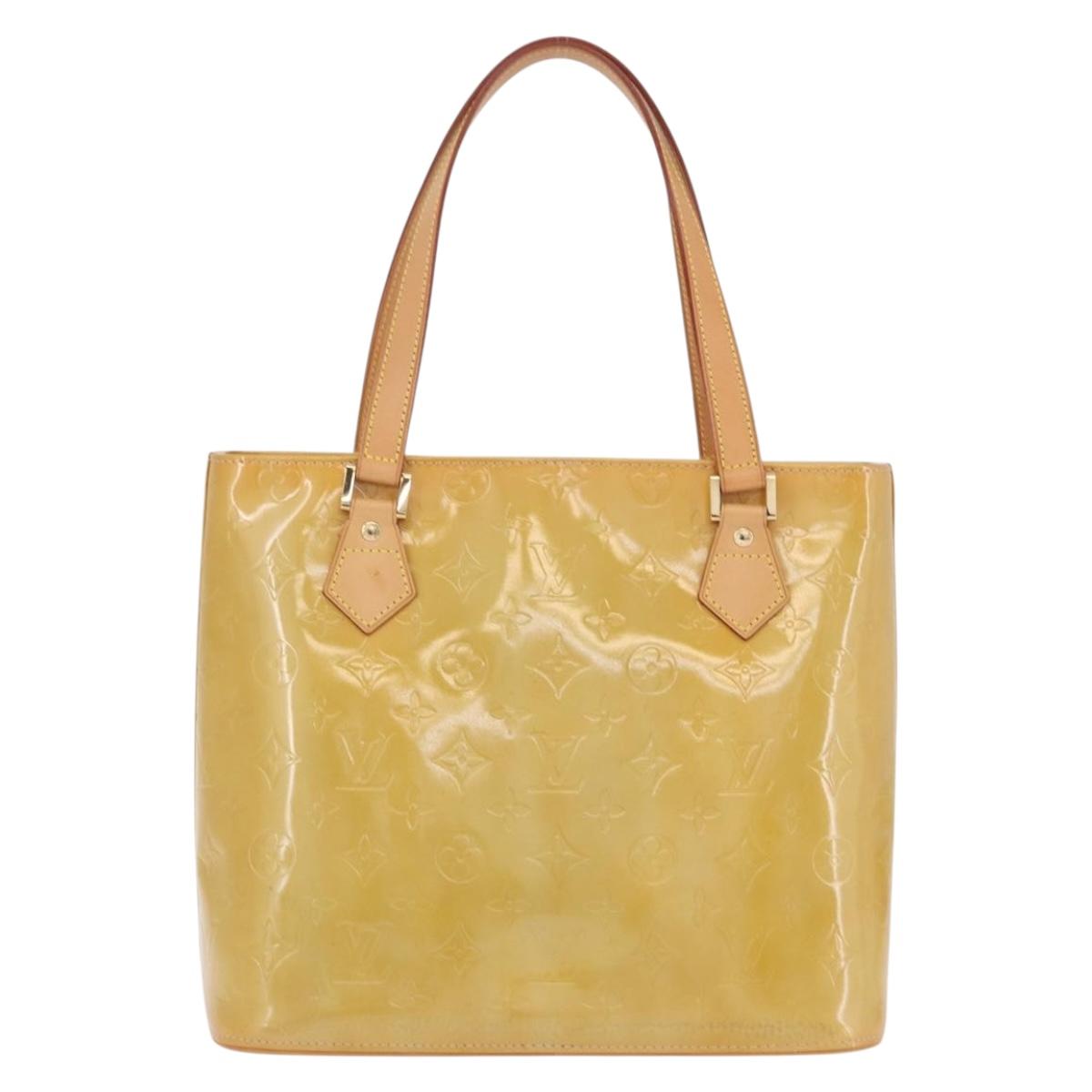 LOUIS VUITTON Monogram Vernis Houston Hand Bag Beige M91004 LV Auth ka5263