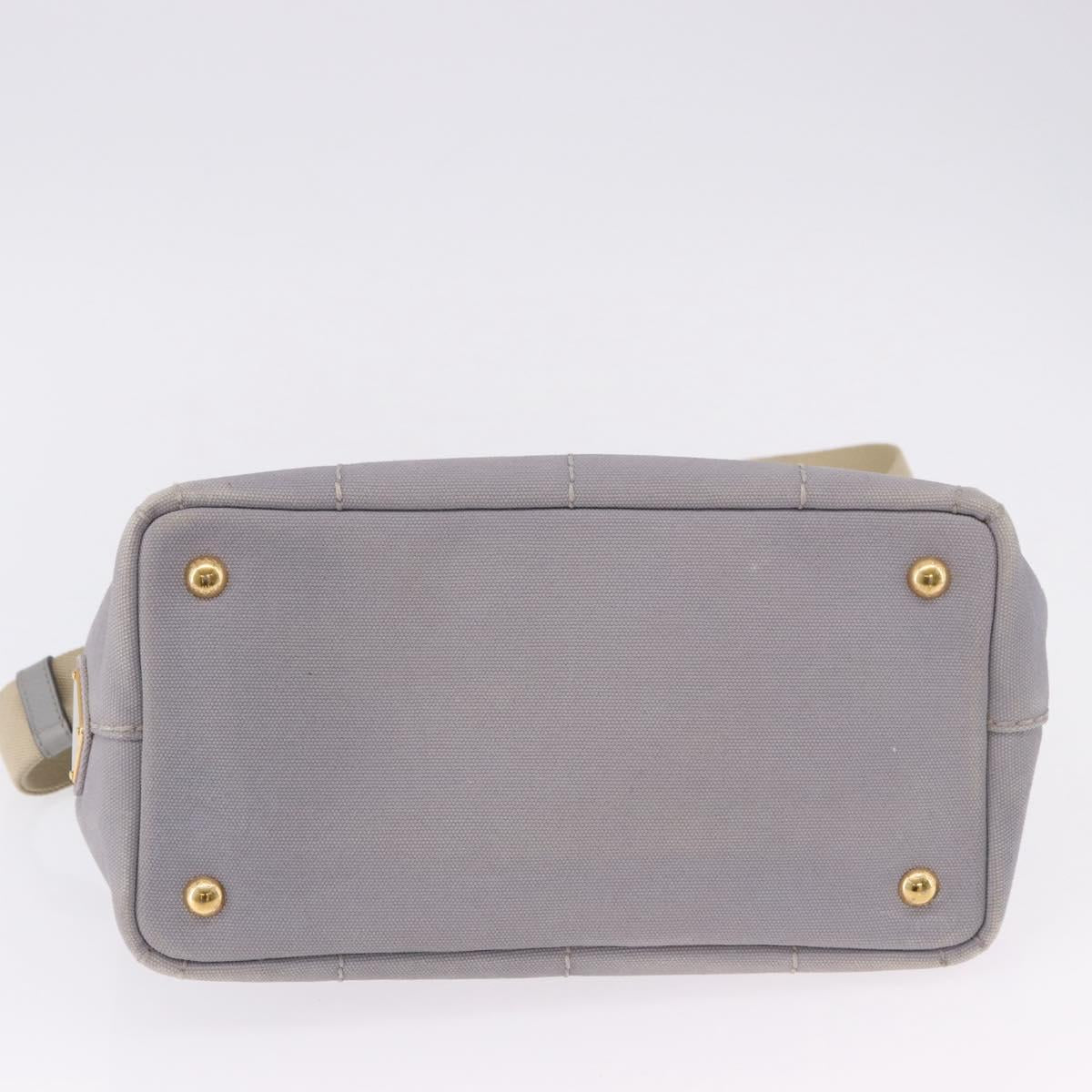 PRADA Canapa PM Hand Bag Canvas 2way Gray Gold Auth ka5264