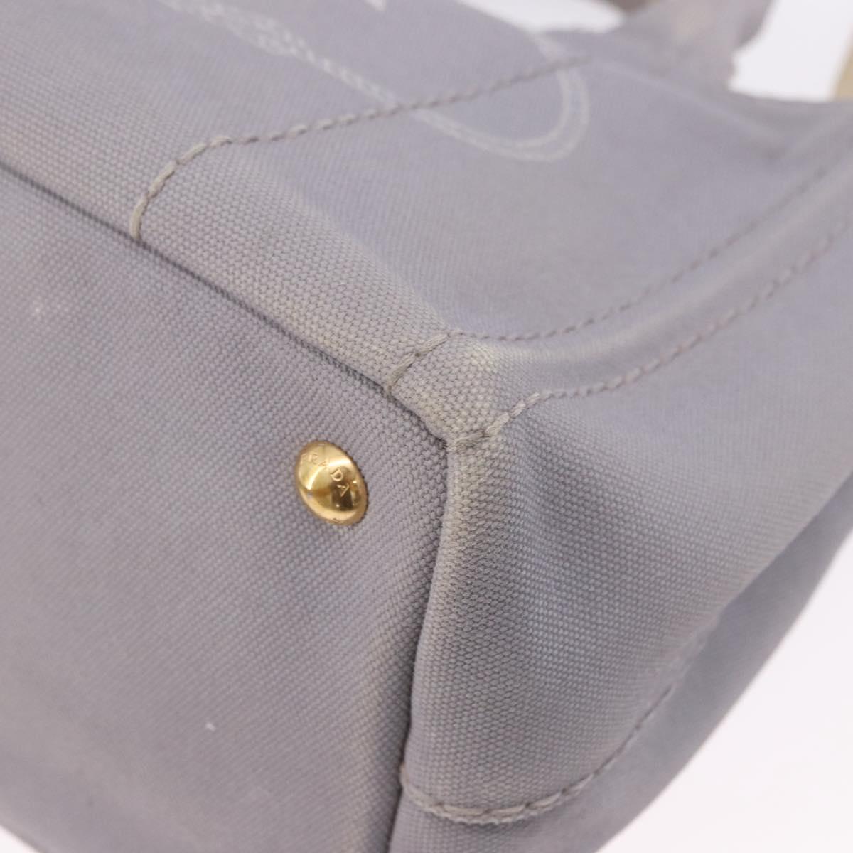 PRADA Canapa PM Hand Bag Canvas 2way Gray Gold Auth ka5264