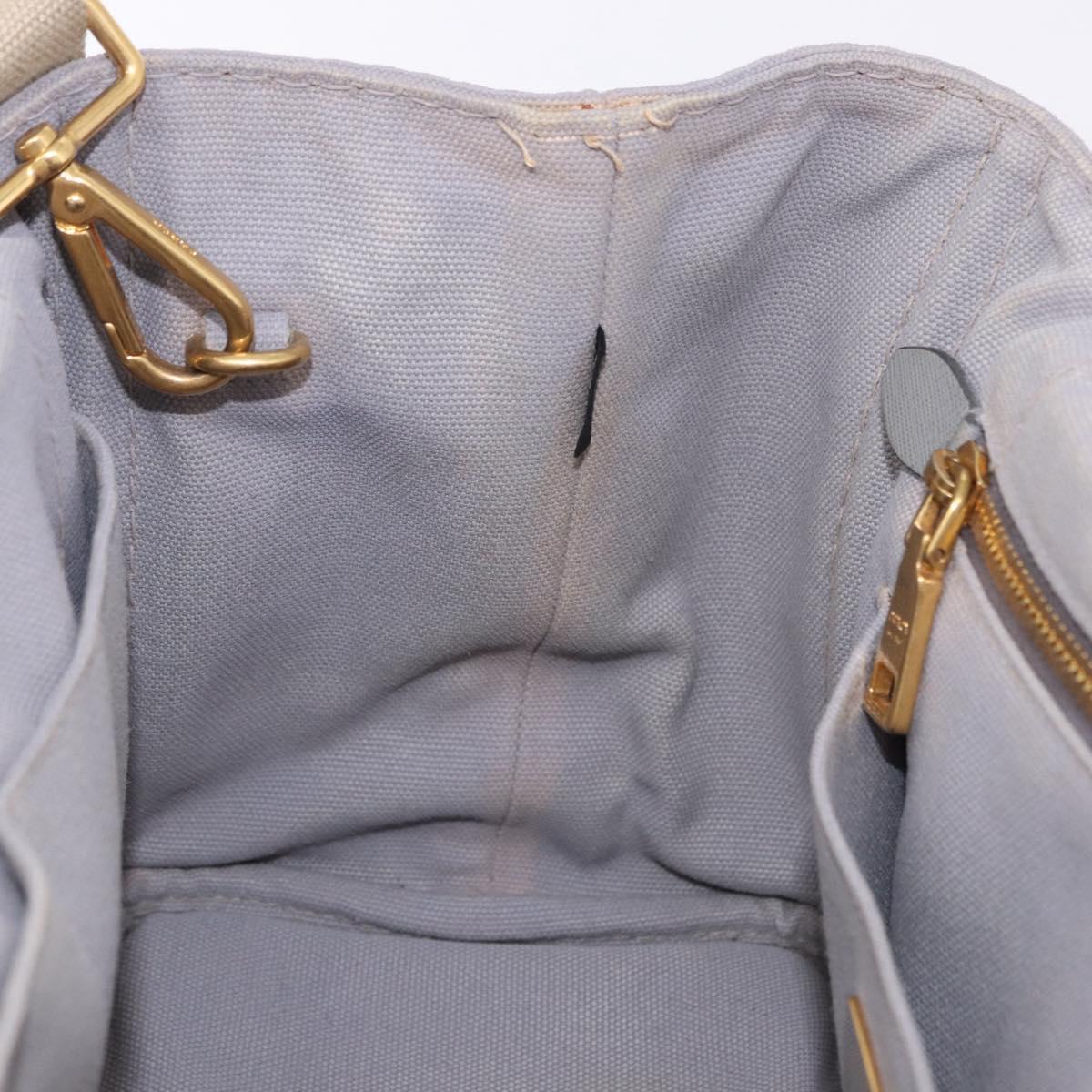 PRADA Canapa PM Hand Bag Canvas 2way Gray Gold Auth ka5264