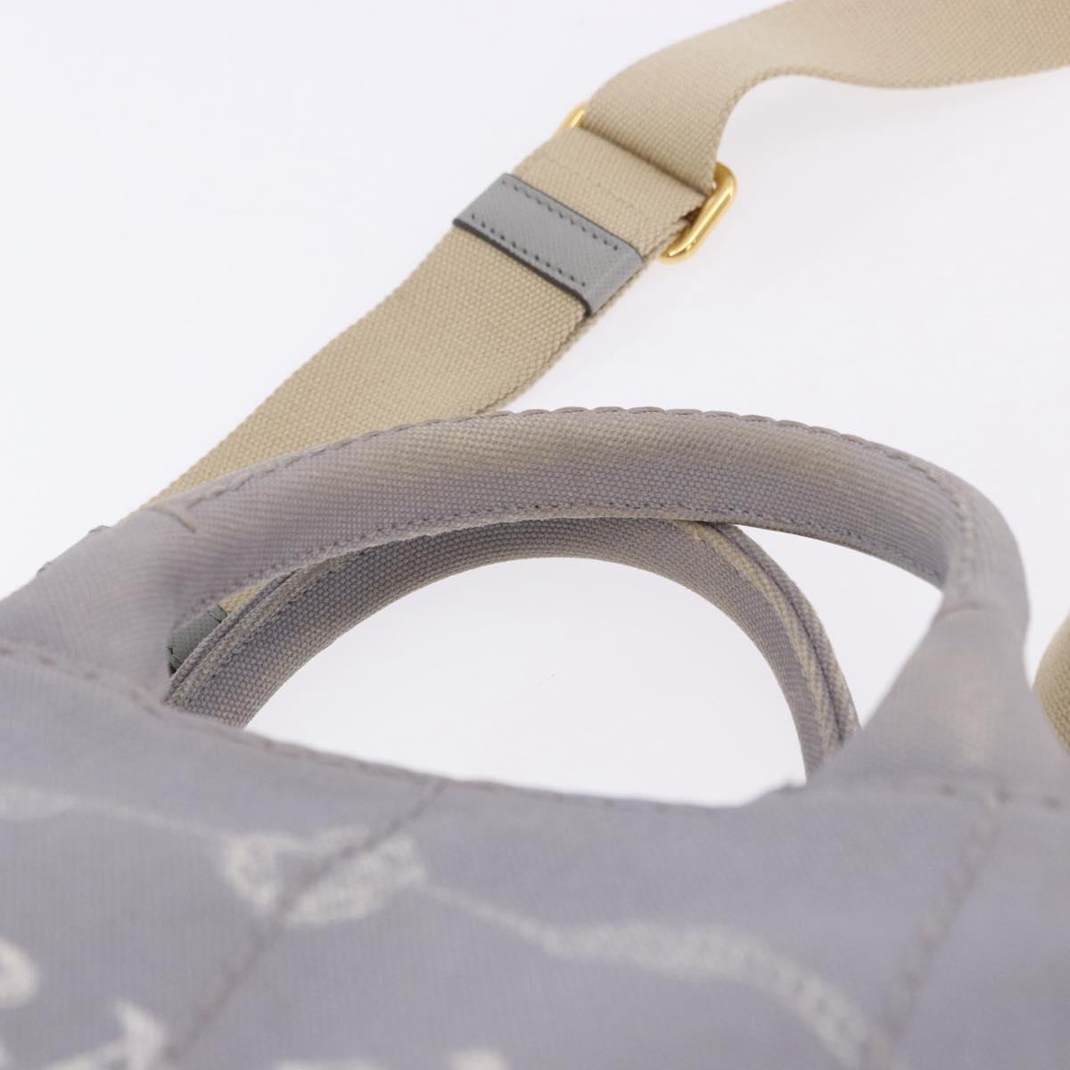PRADA Canapa PM Hand Bag Canvas 2way Gray Gold Auth ka5264