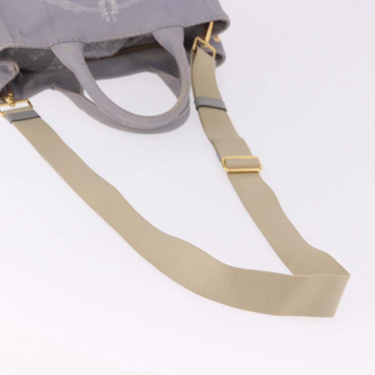 PRADA Canapa PM Hand Bag Canvas 2way Gray Gold Auth ka5264