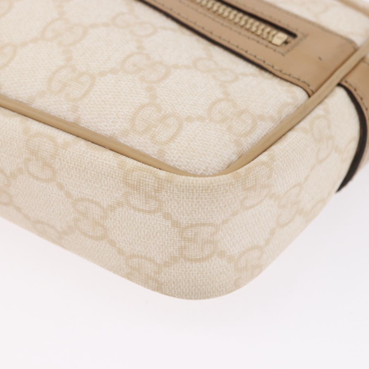 GUCCI GG Supreme Shoulder Bag PVC White Gold 201447 Auth ka5265