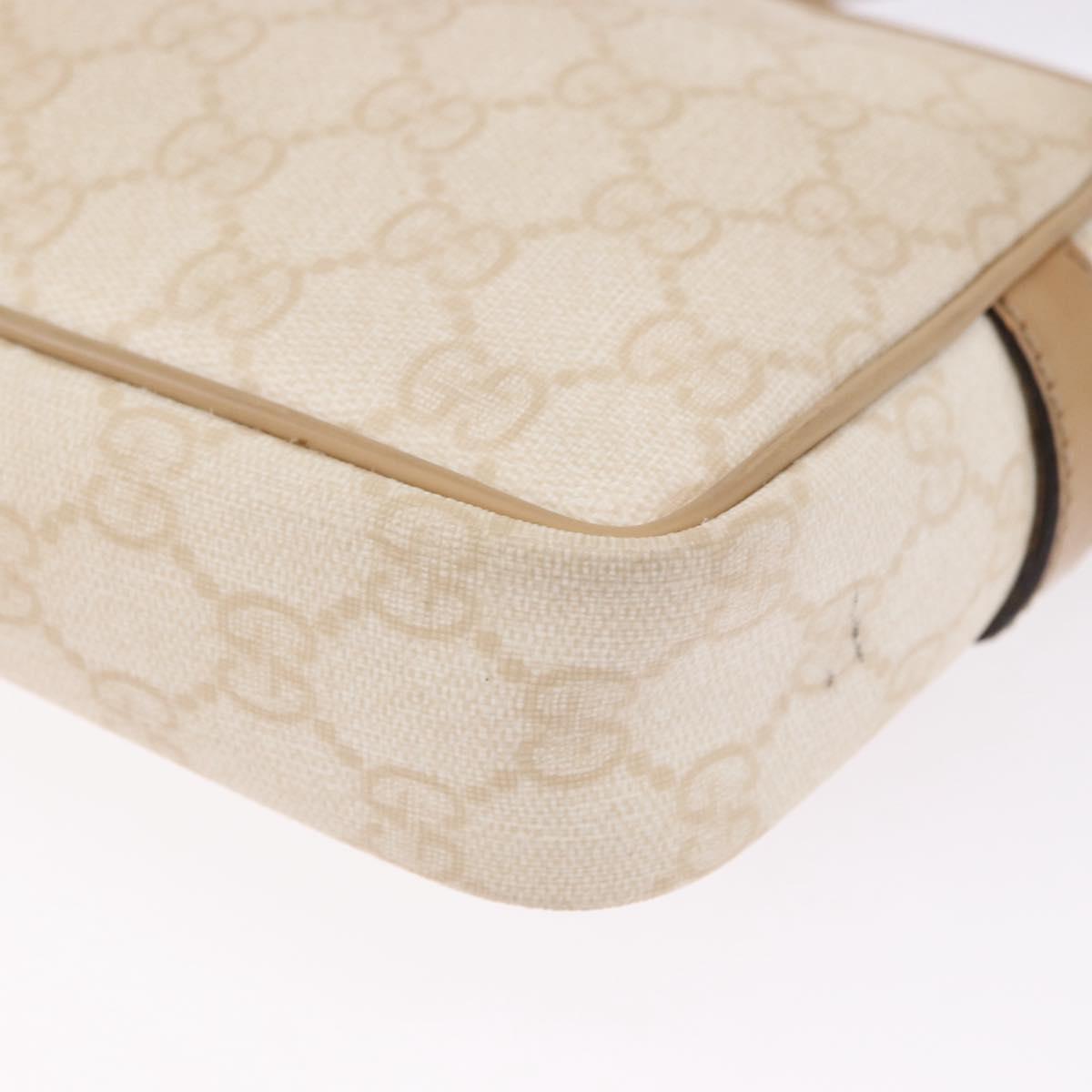 GUCCI GG Supreme Shoulder Bag PVC White Gold 201447 Auth ka5265