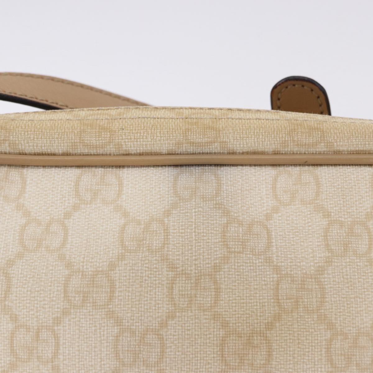 GUCCI GG Supreme Shoulder Bag PVC White Gold 201447 Auth ka5265