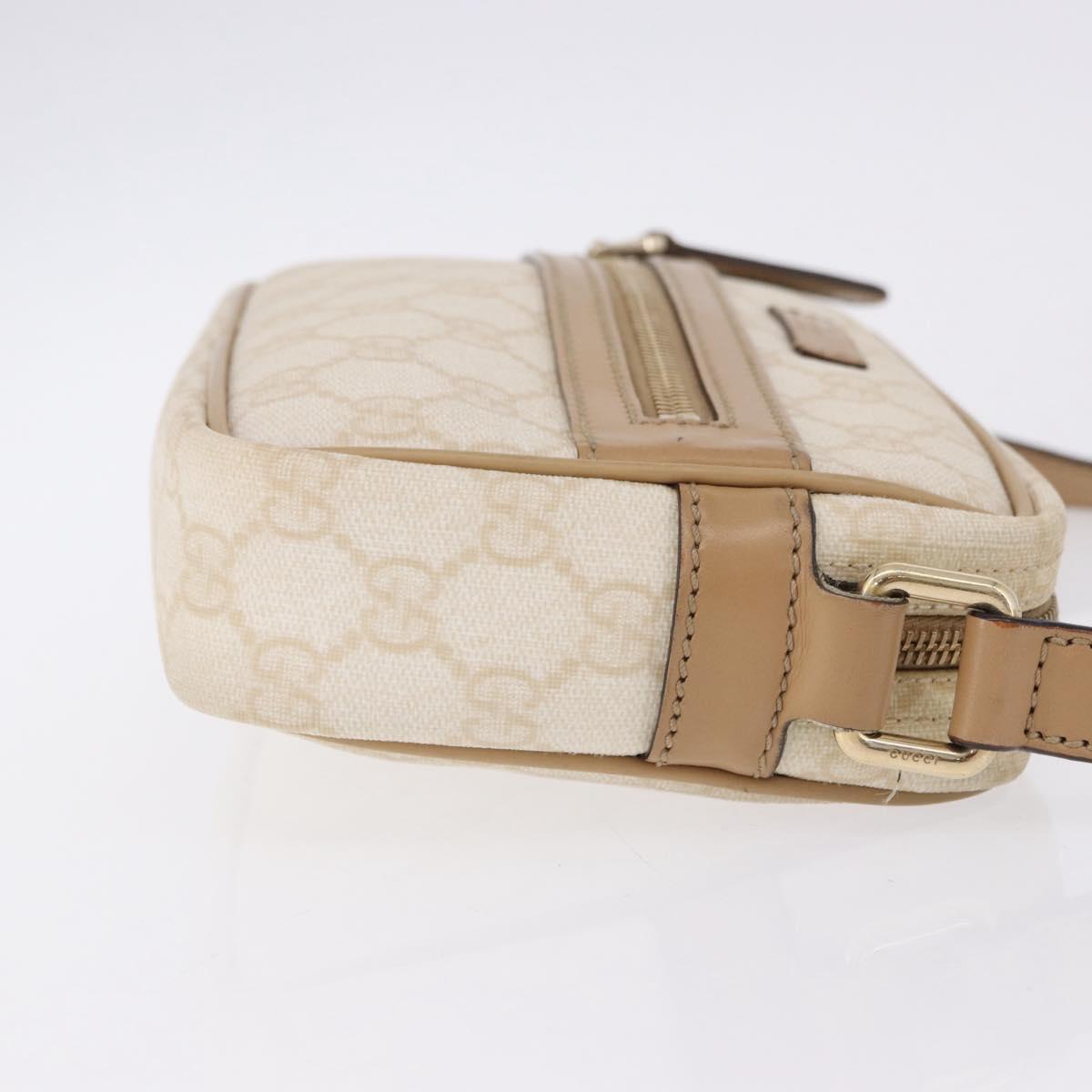 GUCCI GG Supreme Shoulder Bag PVC White Gold 201447 Auth ka5265