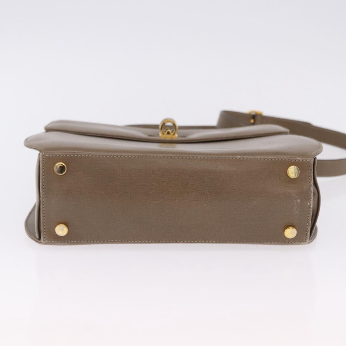Salvatore Ferragamo Gancini Hand Bag Leather 2way Brown Gold Auth ka5266