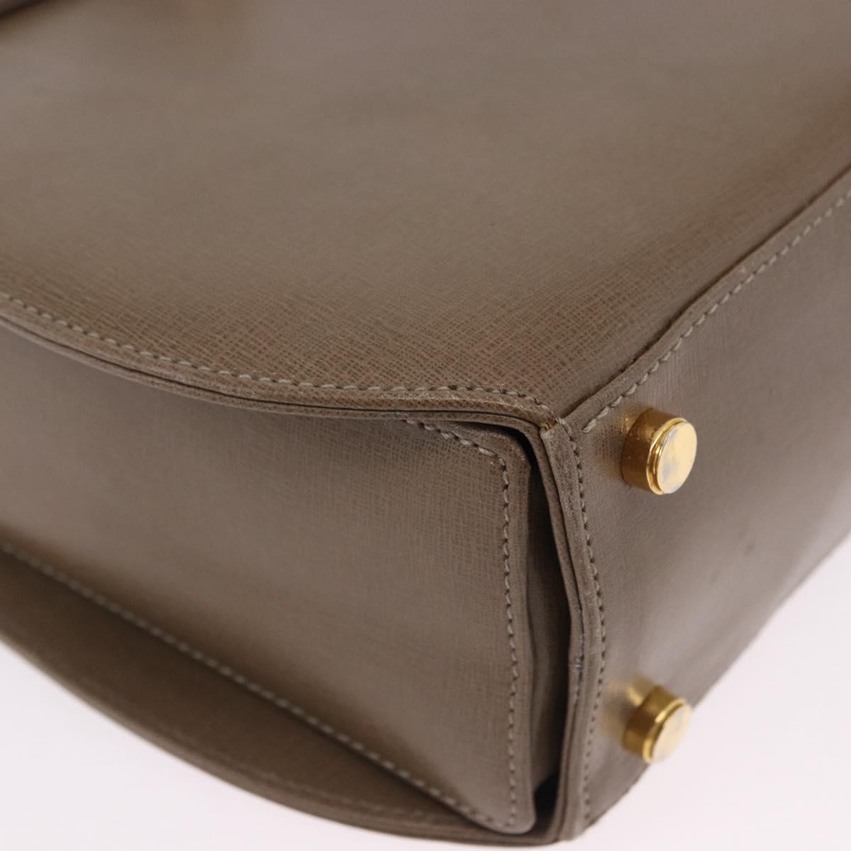Salvatore Ferragamo Gancini Hand Bag Leather 2way Brown Gold Auth ka5266