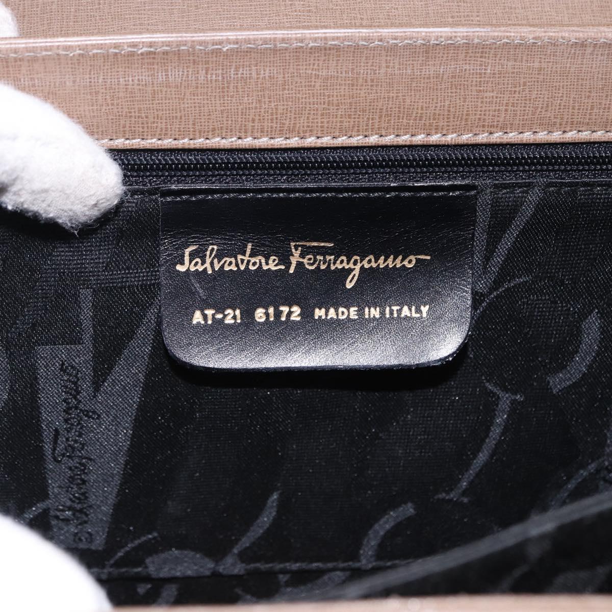 Salvatore Ferragamo Gancini Hand Bag Leather 2way Brown Gold Auth ka5266