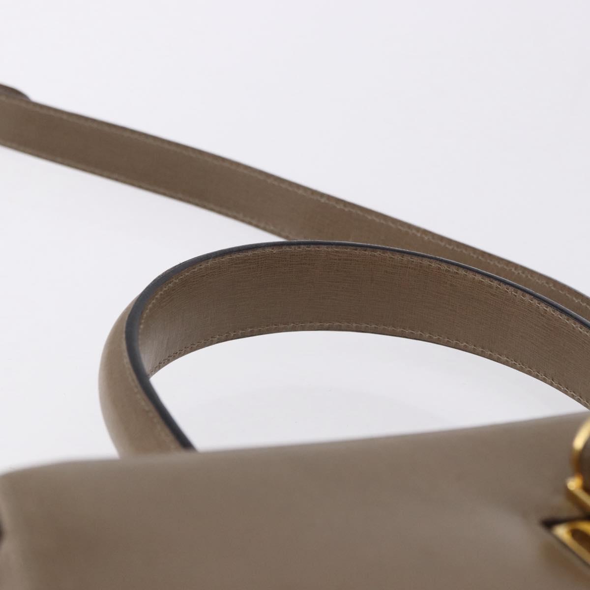 Salvatore Ferragamo Gancini Hand Bag Leather 2way Brown Gold Auth ka5266