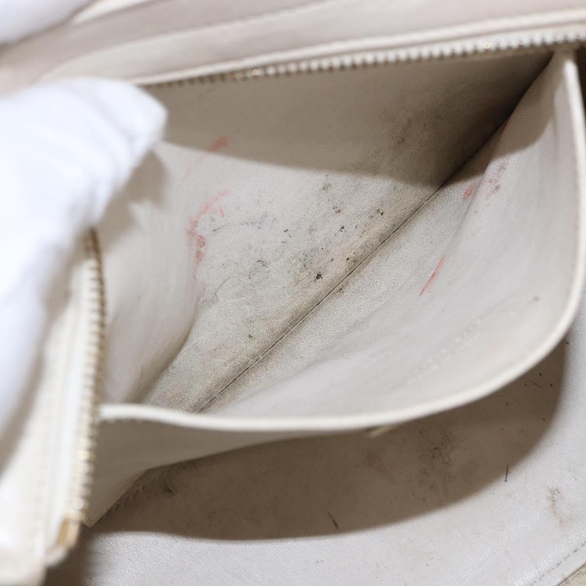 SAINT LAURENT Leather Baby Kabas Hand Bag 2way Beige Gold Auth ka5267