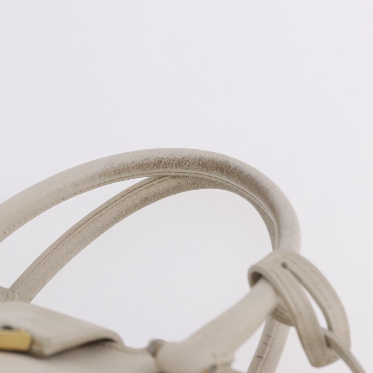 SAINT LAURENT Leather Baby Kabas Hand Bag 2way Beige Gold Auth ka5267