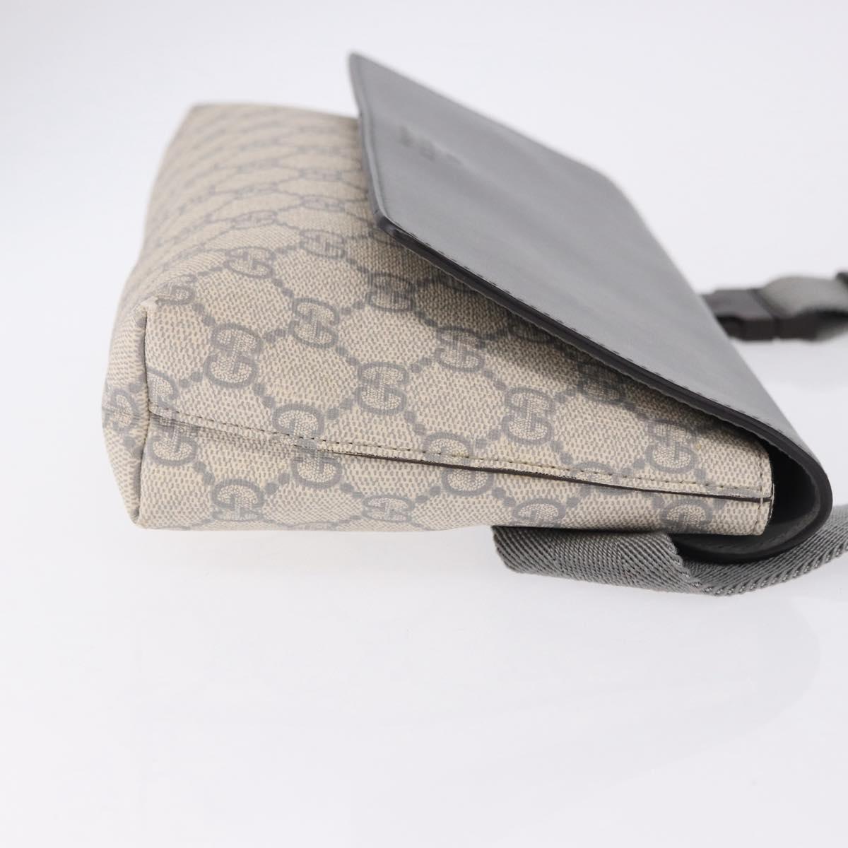 GUCCI GG Supreme Waist bag PVC White Silver 353435 Auth ka5268A