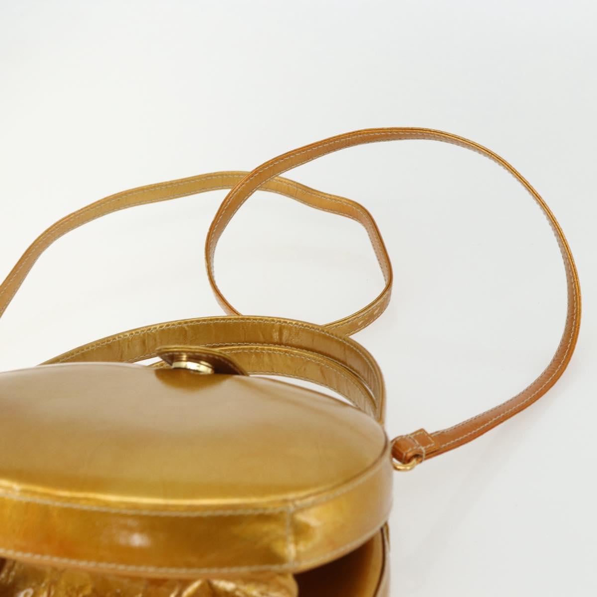 LOEWE Hand Bag Patent leather 2way Gold Auth ka527