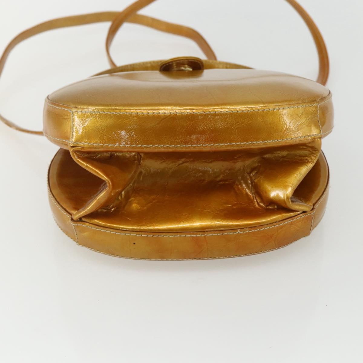 LOEWE Hand Bag Patent leather 2way Gold Auth ka527