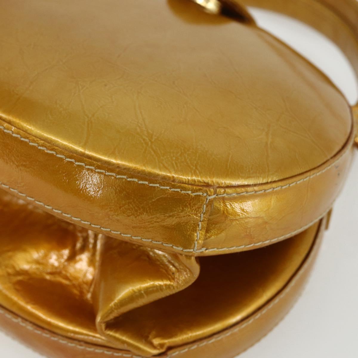 LOEWE Hand Bag Patent leather 2way Gold Auth ka527