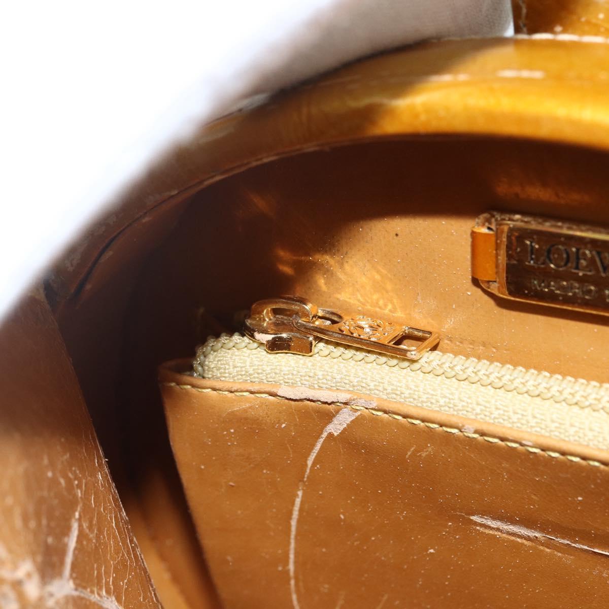 LOEWE Hand Bag Patent leather 2way Gold Auth ka527