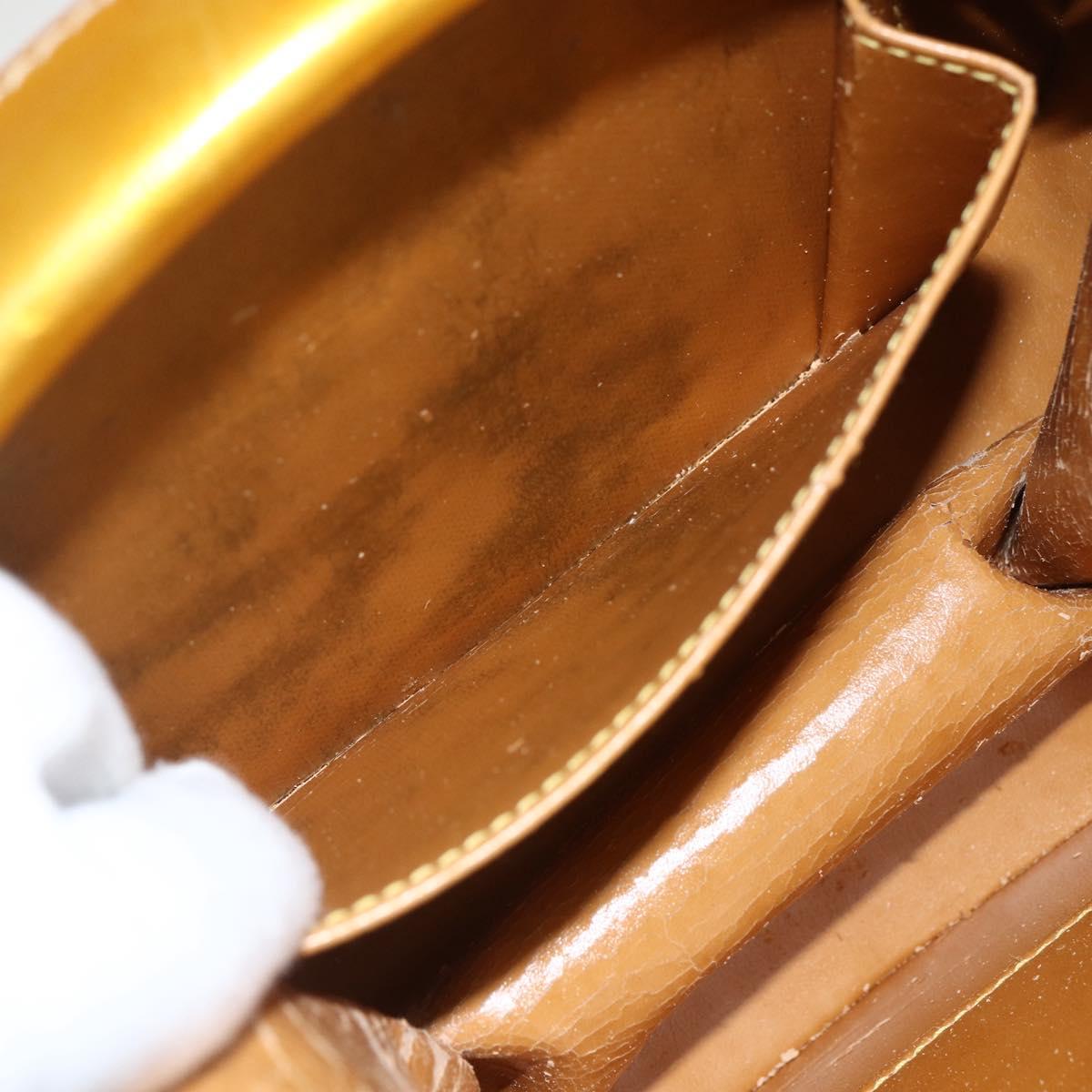 LOEWE Hand Bag Patent leather 2way Gold Auth ka527