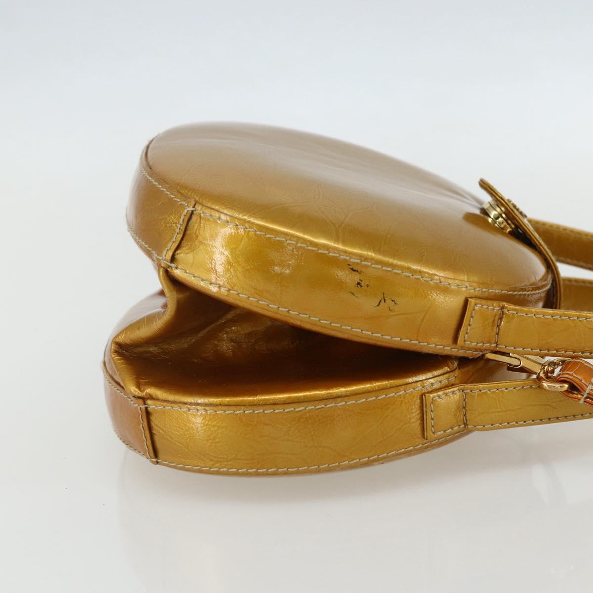 LOEWE Hand Bag Patent leather 2way Gold Auth ka527