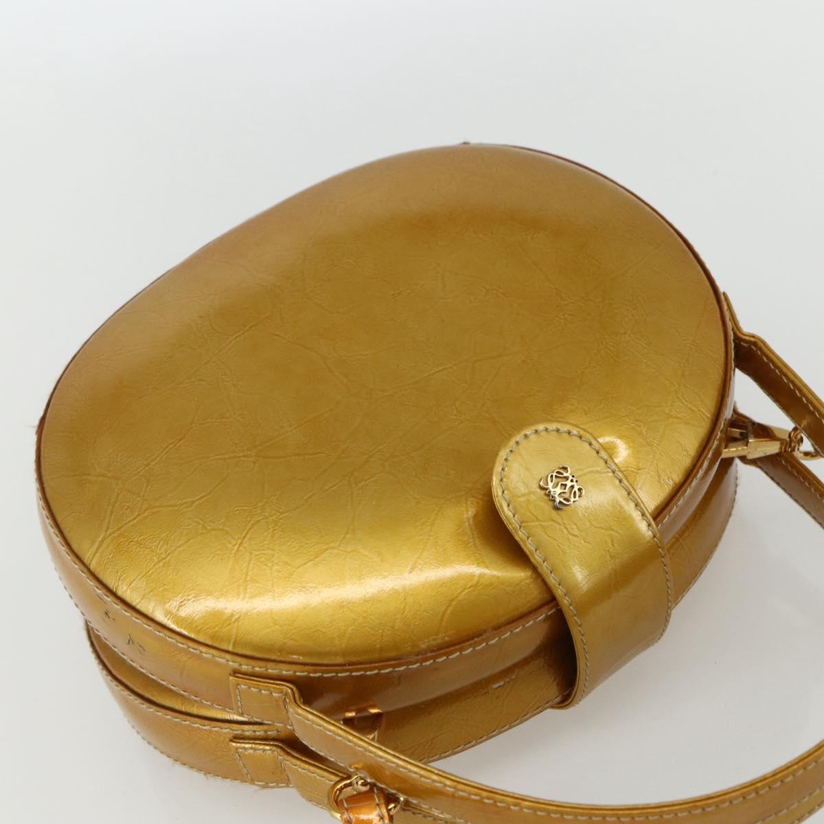 LOEWE Hand Bag Patent leather 2way Gold Auth ka527