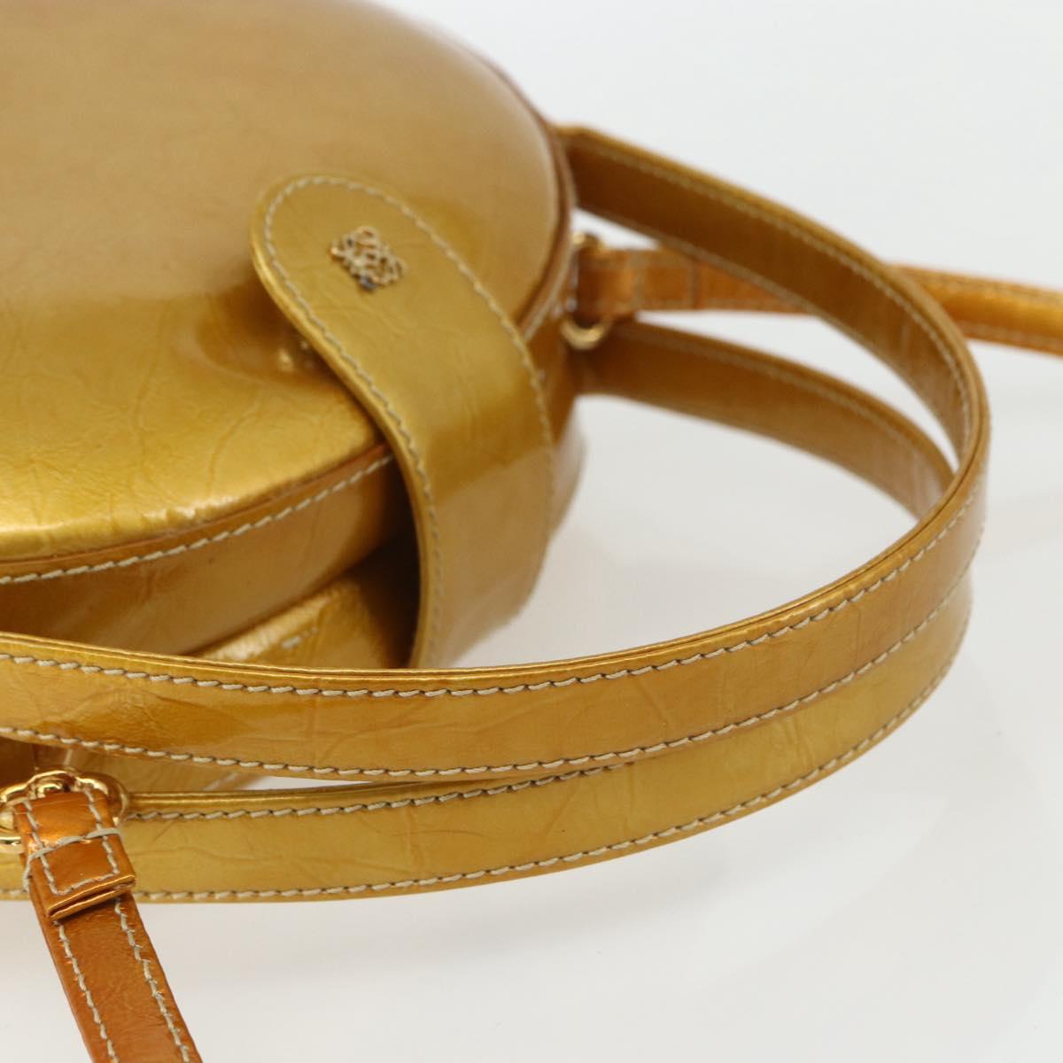 LOEWE Hand Bag Patent leather 2way Gold Auth ka527