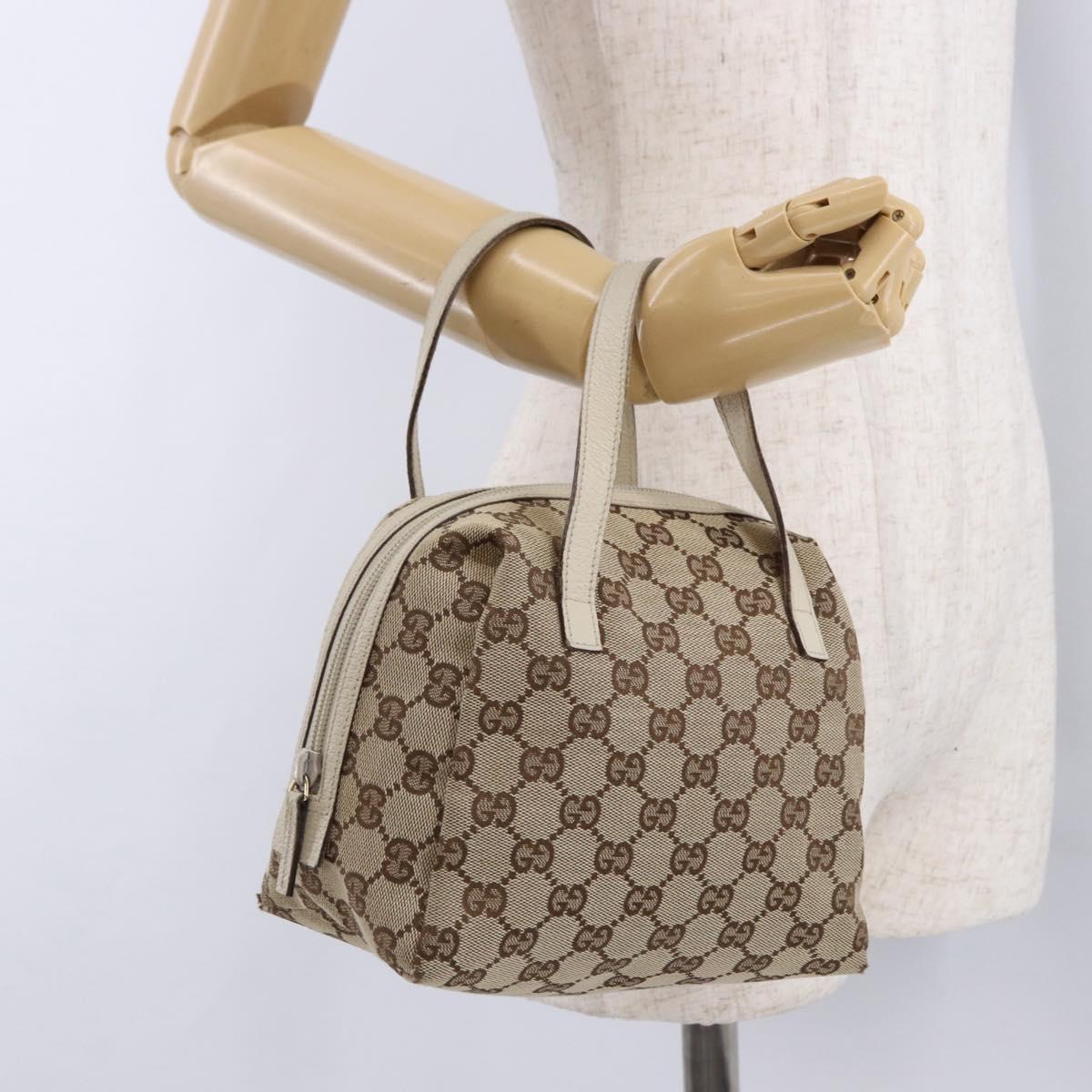 GUCCI GG Canvas Hand Bag Beige 124542 0416 Auth ka5270