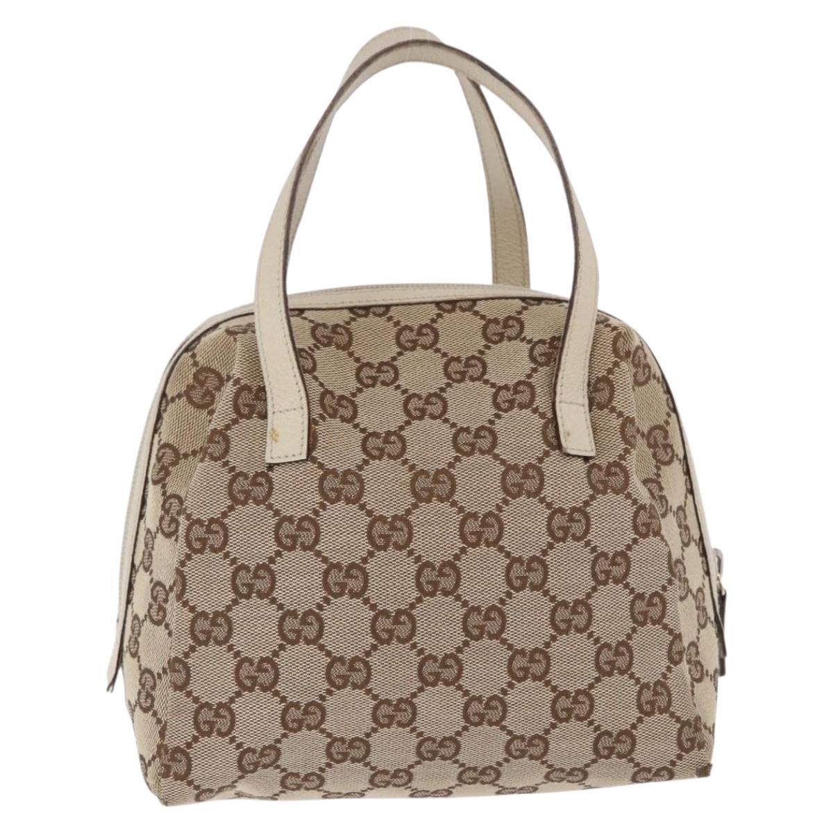 GUCCI GG Canvas Hand Bag Beige 124542 0416 Auth ka5270
