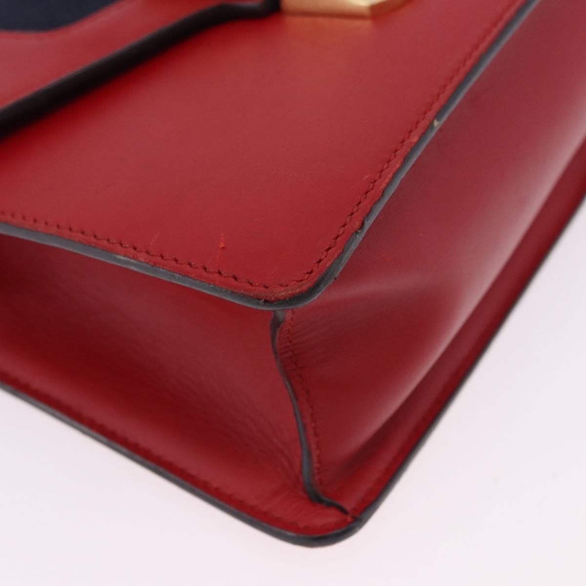GUCCI Silvi Sherry Line Hand Bag Leather 2way Red Gold 470270 Auth ka5271
