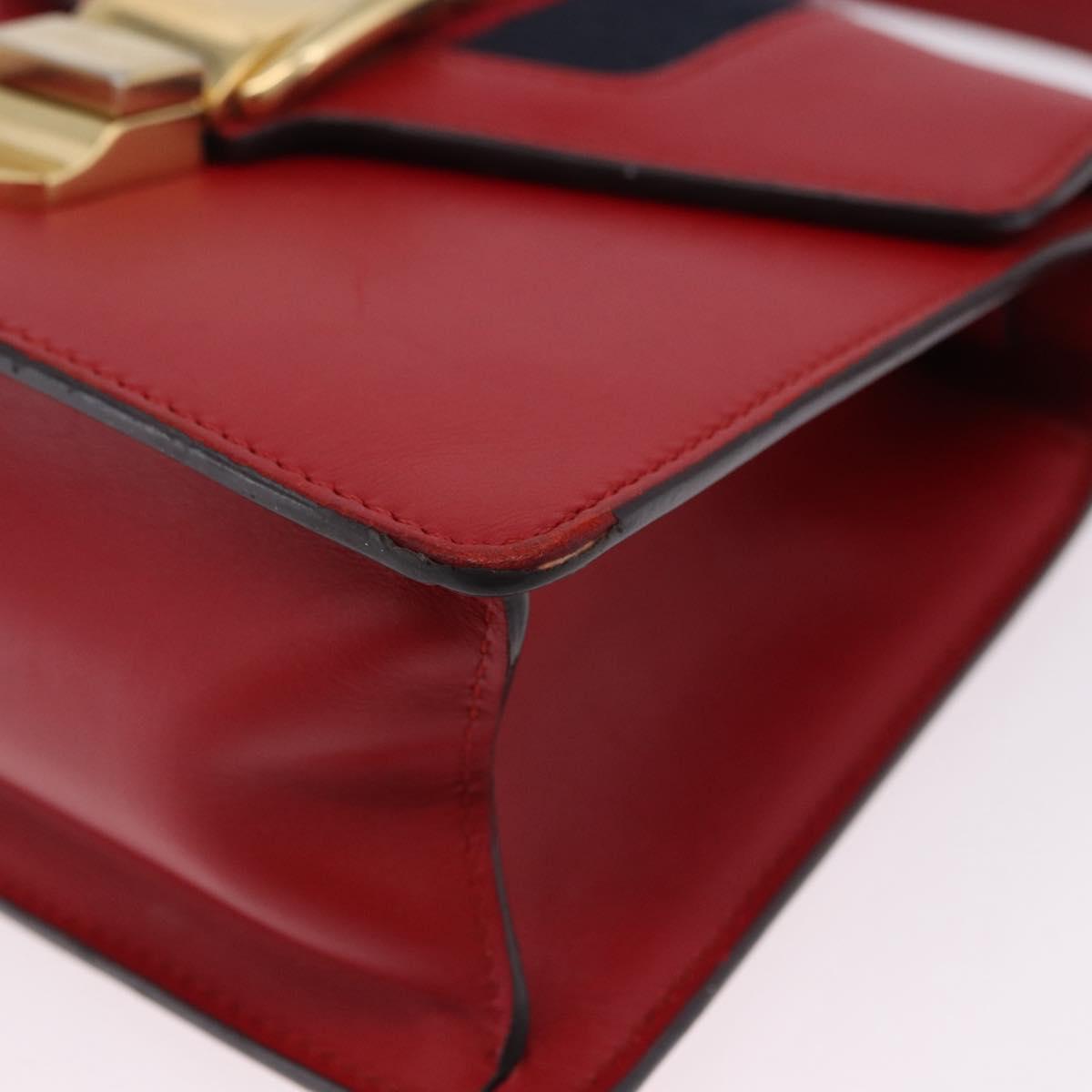 GUCCI Silvi Sherry Line Hand Bag Leather 2way Red Gold 470270 Auth ka5271