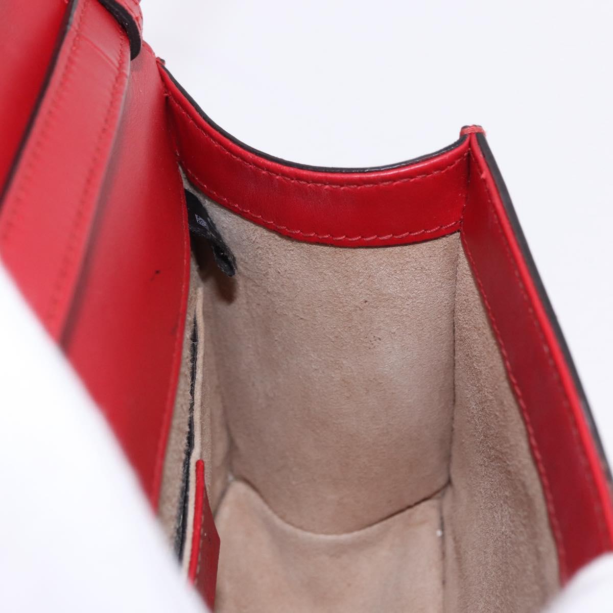 GUCCI Silvi Sherry Line Hand Bag Leather 2way Red Gold 470270 Auth ka5271