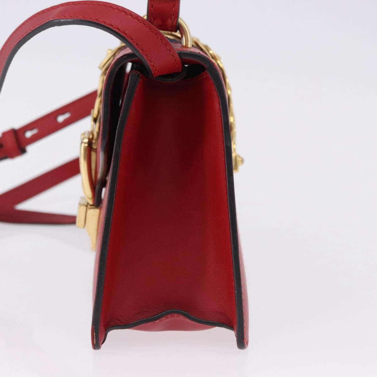 GUCCI Silvi Sherry Line Hand Bag Leather 2way Red Gold 470270 Auth ka5271