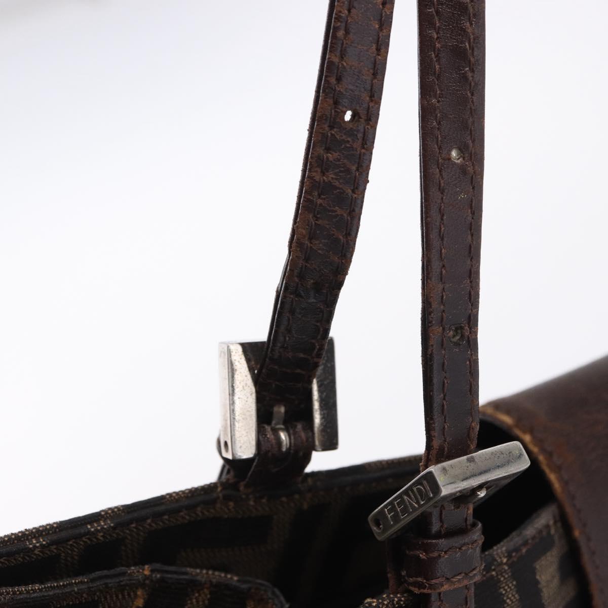 FENDI Zucca Canvas Tote Bag Brown Black Auth ka5275