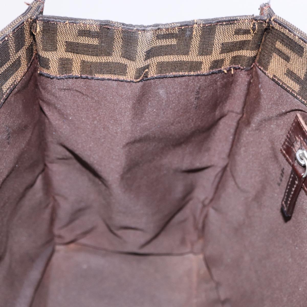 FENDI Zucca Canvas Tote Bag Brown Black Auth ka5275
